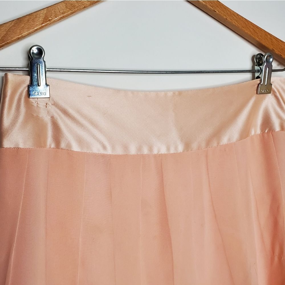 Y2K 00s 2005 Banana Republic Pastel Pink 100% Silk Tulle Pleated Mini Skirt Sz 4 - Picture 2 of 7